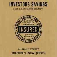 Bank: Investors Savings and Loan Bank Book and Envelope, 1960