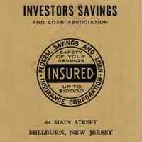 Bank: Investors Savings and Loan Bank Book and Envelope, 1960