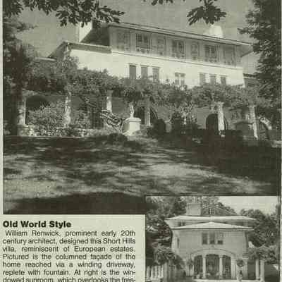 Renwick: 272 Old Short Hills Road, 1908