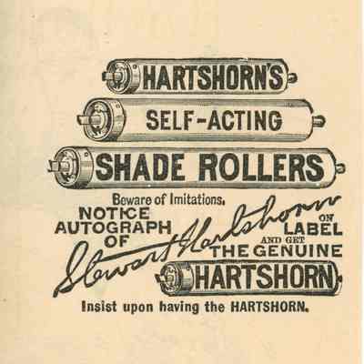 Hartshorn: Hartshorn's Self-Acting Shade Roller Advertisment