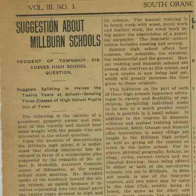 Wyoming Civic Association: Suggestion About Millburn Schools, 1914