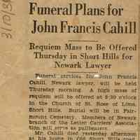 Flanagan: Funeral of John Francis Cahill, 1931