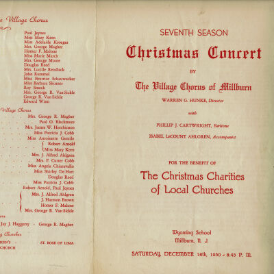 Village Chorus of Millburn: Christmas Concert Program, 1950