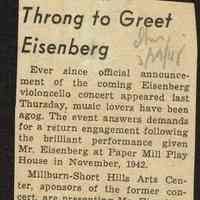 Millburn Art Center 1945 Scrapbook: Throng to Greet Maurice Eisenberg, 1945