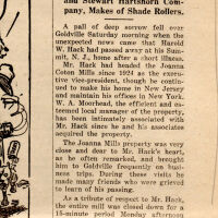 Hack: Harold Hack Obituary Clinton Chronicle, 1933