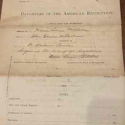 Mitchell (Baird): Maria Louise Mitchell (Baird) 's Daughters of the American Revolution Application