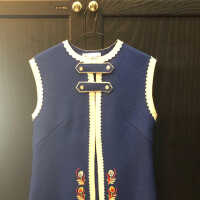 Vest: Blue Vest with Floral Embroidery from Katolina, Inc.