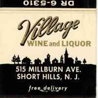 Village Wine and Liquor: Village Wine and Liquor Matchbook Cover