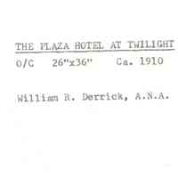          Derrick: Plaza Hotel at Twilight, c. 1910 picture number 2
   