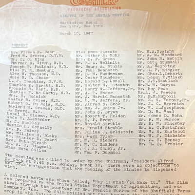 Macpherson: Metropolitan Certified Milk Producers' Association Annual Meeting Attendee List, 1947