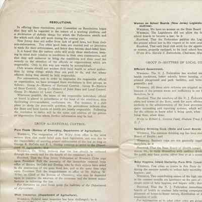 Kellogg: New Jersey State Federation of Women's Clubs Document, c. 1909-1911