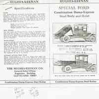          Advertisement for the Hughes-Keenan Ford Combination Dump-Express Steel Body and Hoist, c. 1923
   