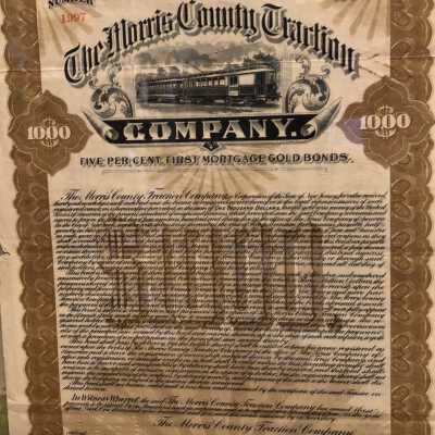 Morris Country Traction Company Gold Bonds and Documentation, 1920