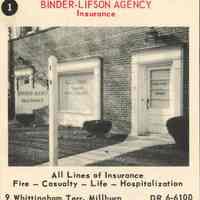 Binder-Lifson Insurance Agency, 9 Whittingham Terrace, 1955