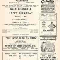 Paper Mill Playhouse Program: Happy Birthday, 1955