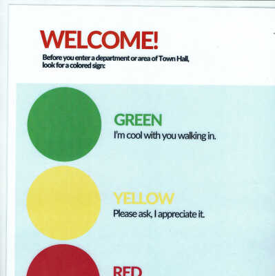 Millburn Town Hall Covid 19 Room Entry Designations: 8 1/2 x 11" Laminated Sign