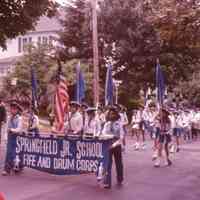 July 4: Springfield Jr. High School Fife & Drum Corps in Millburn Parade, 1976