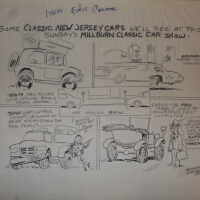 Harry Trumpore Cartoon about the Millburn Classic Car Show for the Item of Millburn-Short Hills, 1991