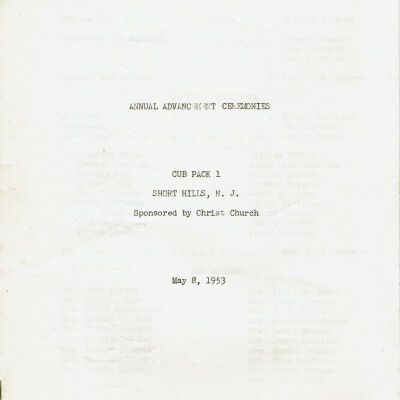 Scouts: Short Hills Cub Scout Pack 1 Advancement Program, 1953