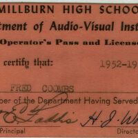          Coombs: Millburn High School Department of Audio-Visual Instruction Licenses, 1952-56 picture number 3
   