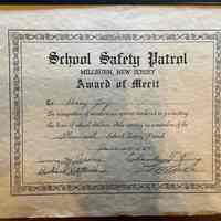 Joy: Glenwood School Safety Patrol Award, 1951