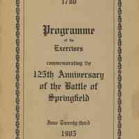 Battle of Springfield: 125th Anniversary Program of Exercises, 1905