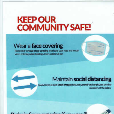 Millburn Town Hall Covid 19 Safety Regulations: 8 1/2 x 11" Laminated Sign