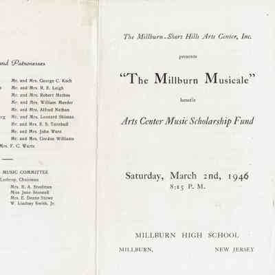 Millburn Art Center 1946 Scrapbook: Millburn Musicale Program, Ticket and Letters, 1946