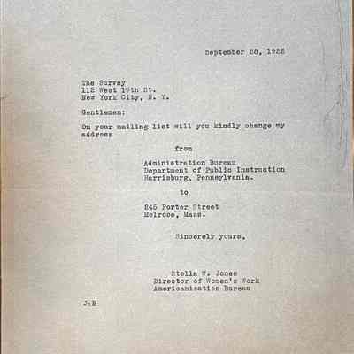 Voorhees: Address Change Request Letters (1922)