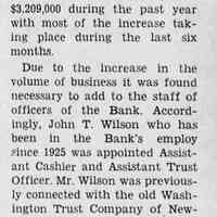          John T. Wilson's employment at National Bank of Millburn, Item, January 12, 1940
   