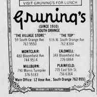          Note: There is a typo in the address. Gruning's was located at 780 Morris Turnpike.
   
