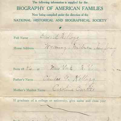Kellogg: Edward Kellogg Biography of American Families Application