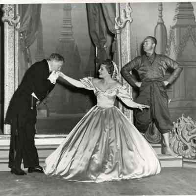 In the Royal Palace. Leslie Barrie, Dorothy Sandlin and Ted Scott after, "Shall We Dance?" in The King and I, 1956.