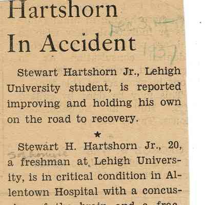 Hartshorn: Stewart Hartshorn, Jr. in Accident, 1937