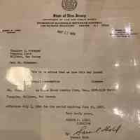 Canoe Brook Club: Alcohol Beverage Control Letter, 1966