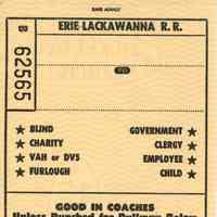 Railroad: Erie-Lackawanna Local Combination One-Way Ticket, 1960s