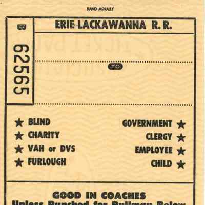 Railroad: Erie-Lackawanna Local Combination One-Way Ticket, 1960s