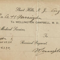 Blood Estate: Wellington Campbell, M.D. Receipt for Medical Services 1916