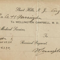 Blood Estate: Wellington Campbell, M.D. Receipt for Medical Services 1916