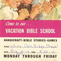 White Oak Ridge Chapel: Vacation Bible School Flyer, 1960