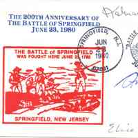 Battle of Springfield: Bicentennial of the Battle of Springfield First Day Cover, 1980