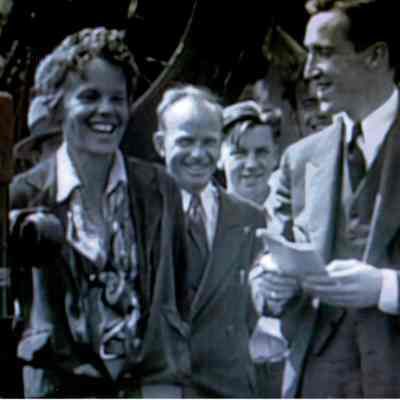 Rare image of Amelia Earhart laughing.