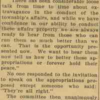 Wyoming Civic Association: Millburn Township Notes of the Week regarding Budget, 1915