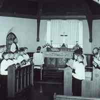 Christ Church: Interior of Christ Church featuring the Junior Choir, prior to 1951