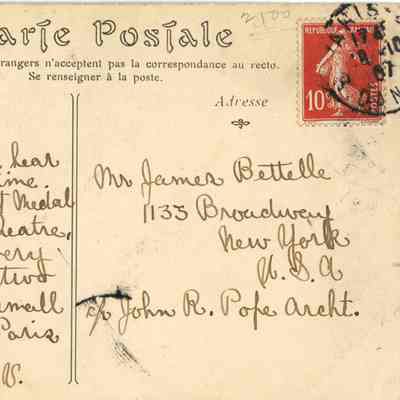 Betelle: James Bettelle (sic) Coucy Castle Postcard, 1907
