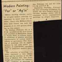 Millburn Art Center 1945 Scrapbook: Expansion of Art Center Activities, Modern Painting Exhibition, Trustees Dinner, 1945