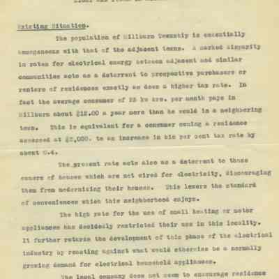 Wyoming Civic Association: Memorandum as to rates for electrical light and power in Millburn Township, 1917