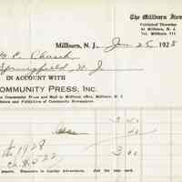 Item Newspaper: Millburn Item Invoice, 1928