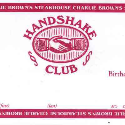 Charlie Brown's Steakhouse: Handshake Club Card