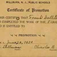 Gallitelli: Report Card and Promotion to 9th Grade, 1934